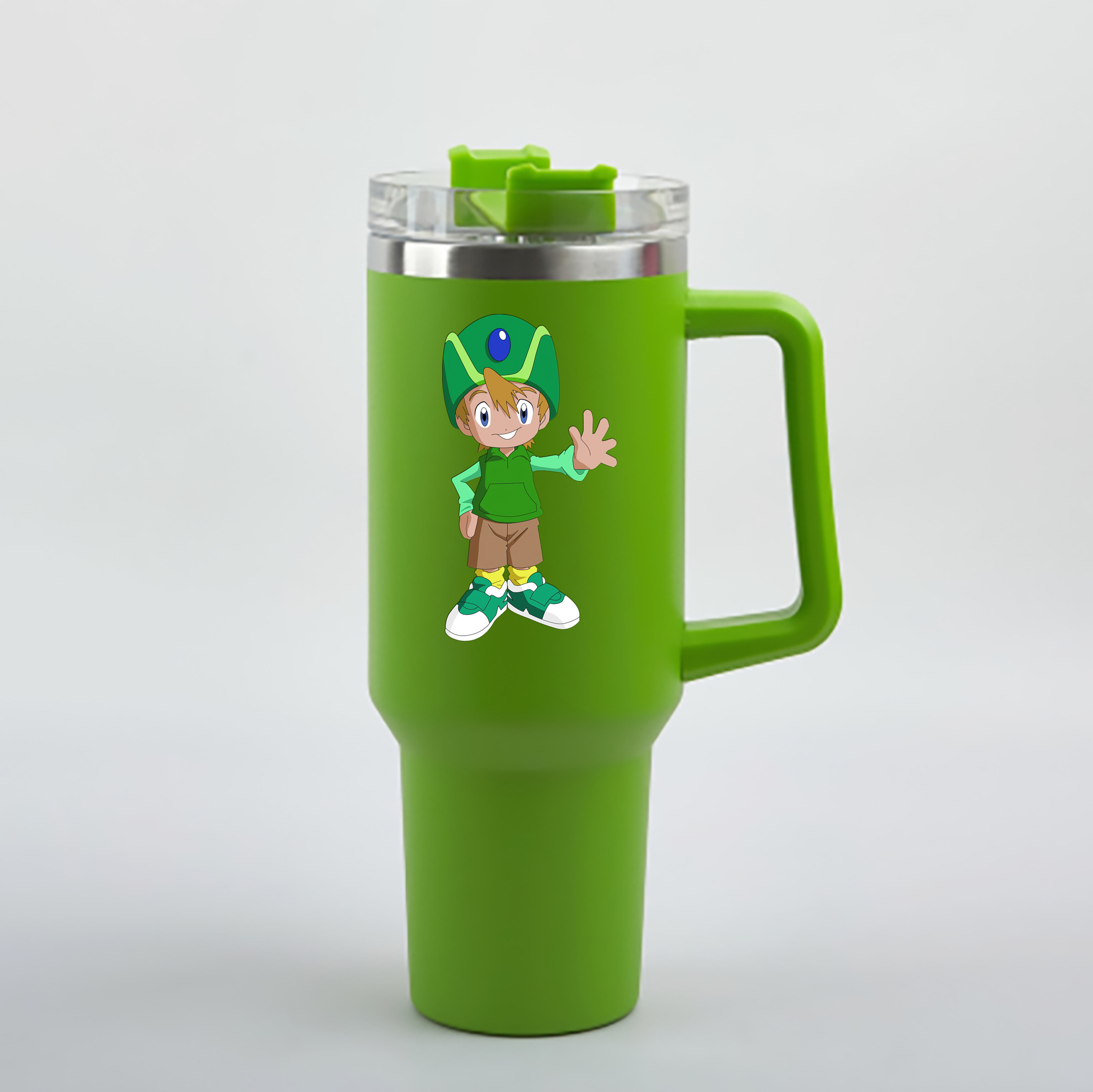 （画像用） Digimon デジタルモンスター/デジモン 1200mL車用タンブラー - クリスタルステッカー（プラスチックストロー付き）
